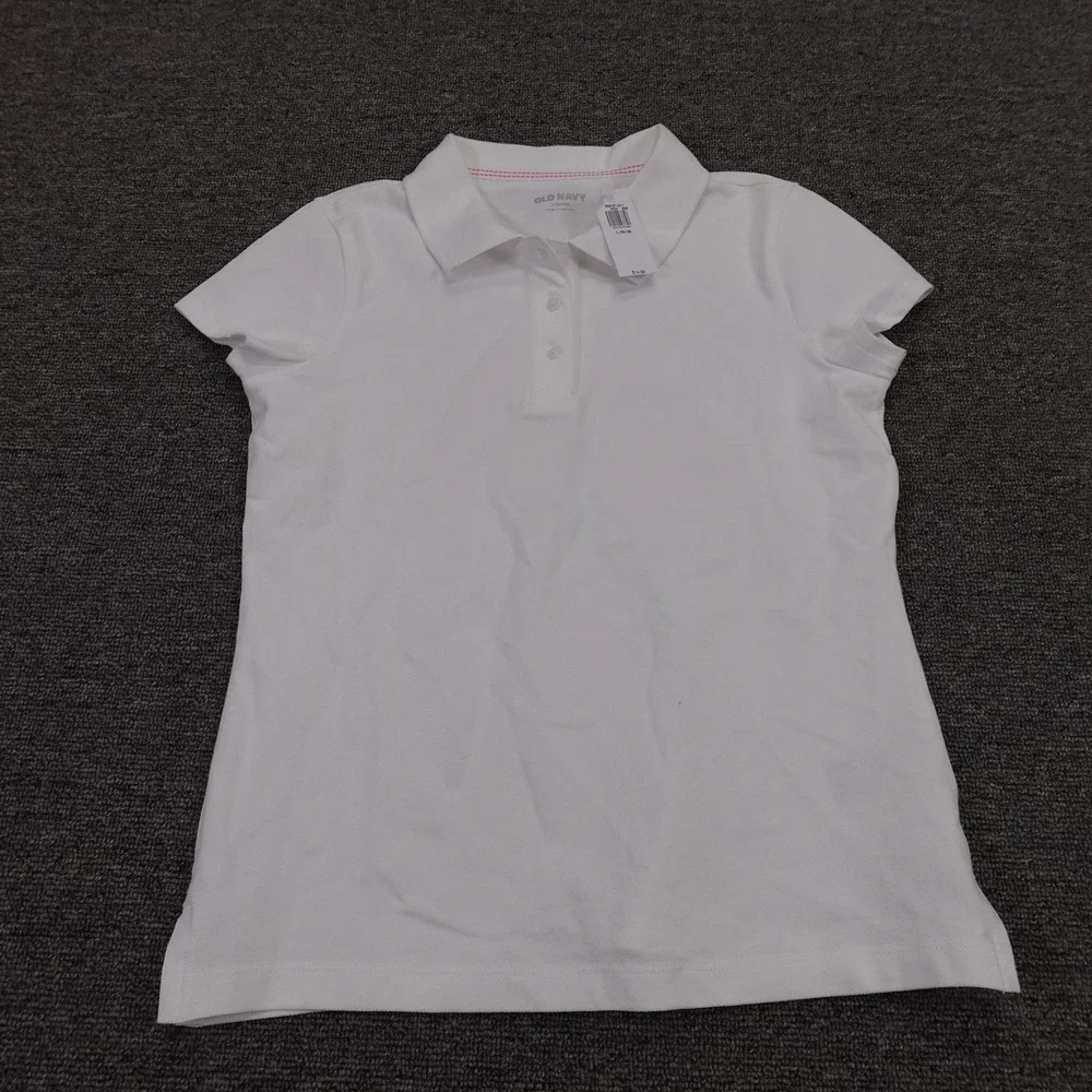Old‎ Navy Polo Shirt Girls L 10-12 White Short Sleeve Tagless School Uniform